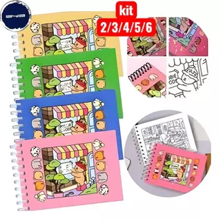 Livro de Colorir Capa Dura cute Kit 2/3/4/5/6  50 Folhas Caderno de Desenho Pintura Coloring Book infantil -BYB em Oferta na Shopee