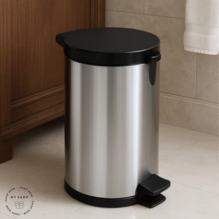 Lixeira Banheiro Cozinha Inox 15 Litros Pedal Cesto Plástico Interno