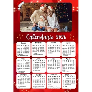 calendário personalizado com foto 2026 Natal ou Ano Novo (Plastificado)