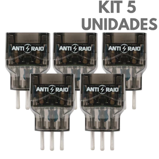Kit com 5 - Protetor Eletrico Dps Anti Raio Surtos Embrastec 10a Bivolt 3 Pinos Padrão Brasileiro