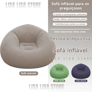 Conjunto Poltrona e Puff Inflável Ultra Lounge Portátil Descanso Casa Veludo Preguiçoso Sofá Poltrona