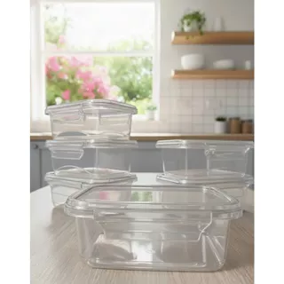 Kit 30 Marmitas 750ml com travas transparente Reutilizáveis