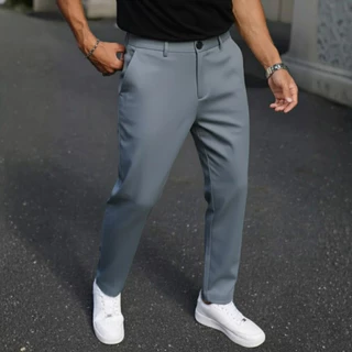 Calça Masculina Sport Fino Alfaiataria Social Preta Slim Com Bolso Embutido Elastano
