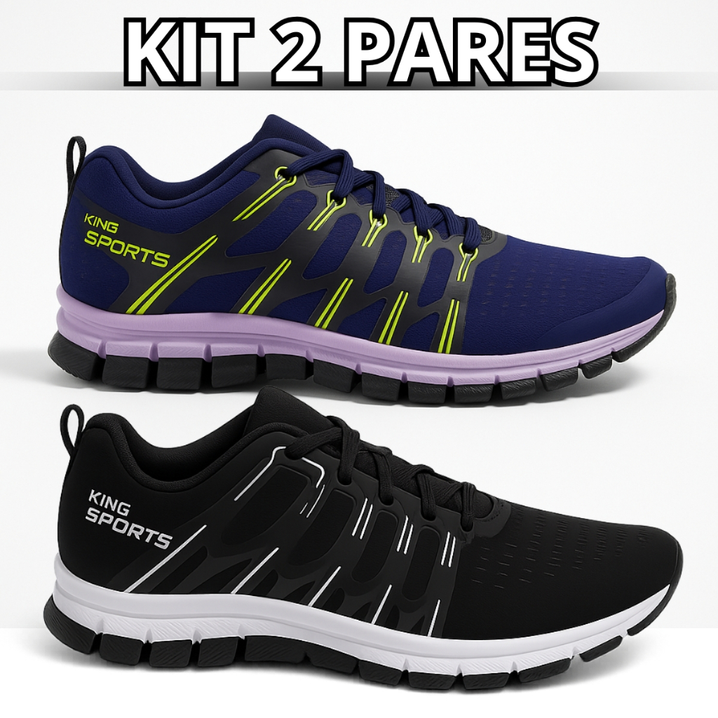 Kit 2 Pares Tênis Esportivo Confortável Para Treinos 38 a 43