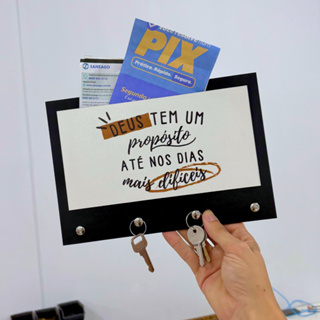 Porta Chaves Parede Decorativo Mdf Preto Organizador para Cartas e Decoração de Casa Hall Entrada