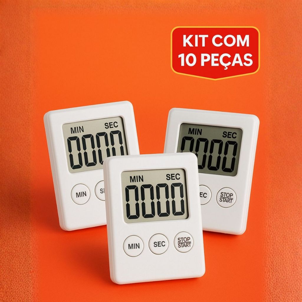 Kit 10 Cronômetro Digital Timer Magnético Alarme Bip Cozinha Academia ...