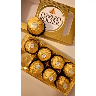 Kit 10 Caixas Ferrero Rocher 8 Un Chocolate Ao Leite Com Avelã 100g Wafer Crocante Recheio Cremoso Lembrancinha
