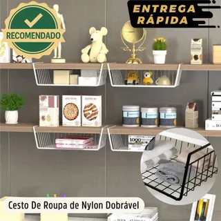 Cesto Suspenso Aramado Organizador Prateleira Gaveta Extra Cozinha Armário Multiuso Preto Branco em Oferta na Shopee