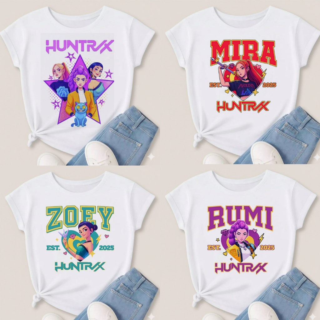 Camiseta Camisa Huntrix K-pop Demon Hunters Rumi Mira Zoey 01 | Shopee ...