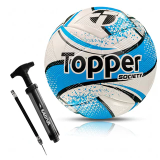 Kit Bola de Futebol Slick Society Tamanho Oficial Topper Usee Brasil +  Bomba de Ar Manual Kagiva