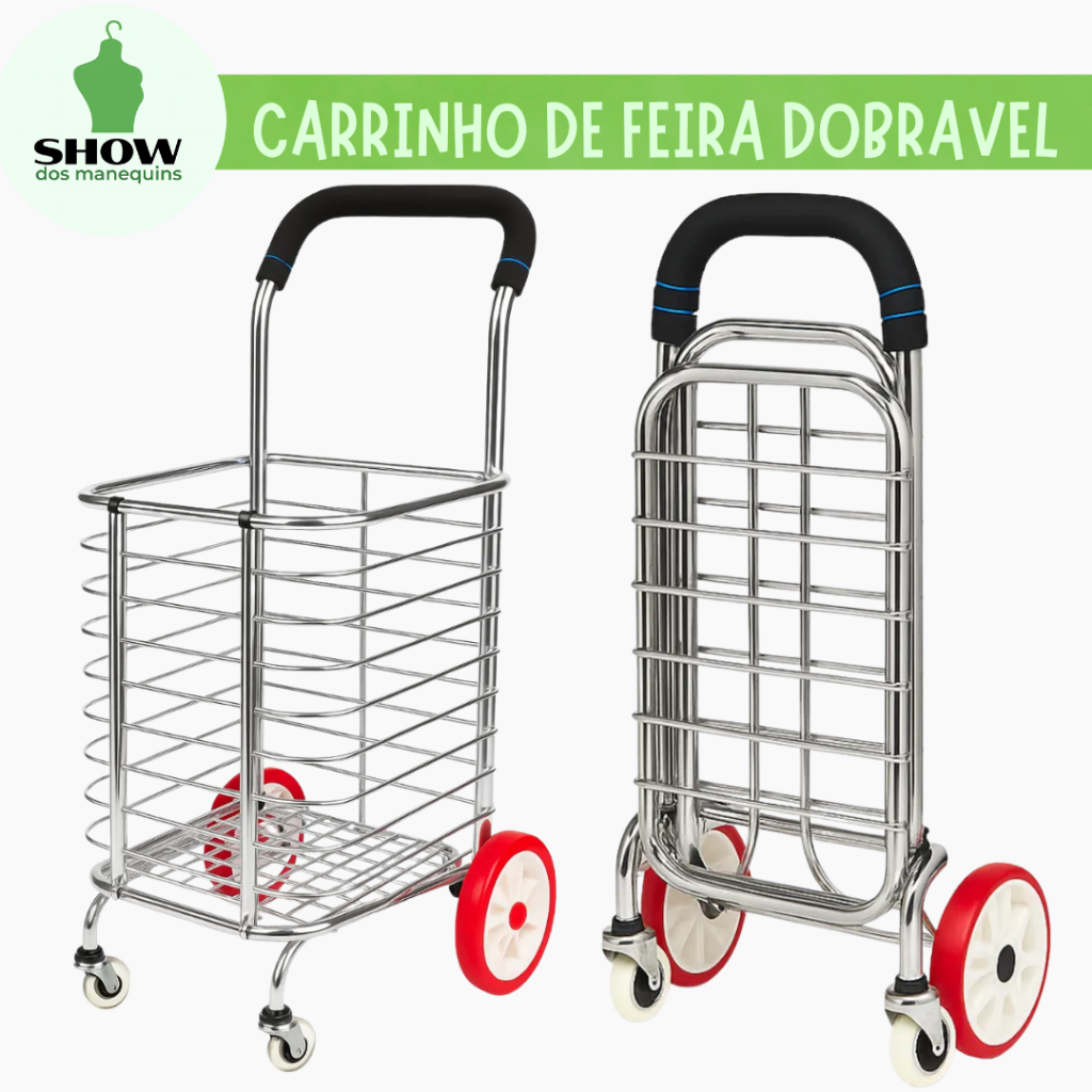 Carrinho de Feira Dobrável em Alumínio – Leve, Resistente e Alta ...