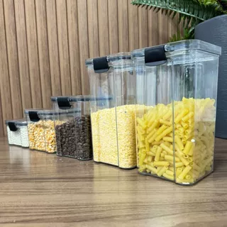 Jogo de 5 Potes Herméticos com Travas – Vedação à Prova de Vazamento, Armazenamento Seguro, Multiuso e Durável em Oferta na Shopee
