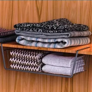 Cesto Suspenso Aramado Organizador Prateleira Gaveta Extra Cozinha Armário Multiuso Preto Branco em Oferta na Shopee