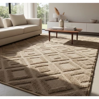 Tapete sala quarto sem pelo com relevo em jacquard macio antiderrapante 2,40x2,00