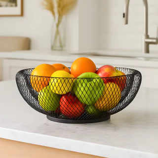 Fruteira De Mesa Cesto De Frutas Aramado Cozinha Metal Luxo Organizadora