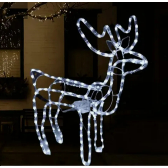 Rena com Movimento de LED 90cm , Decoração de Natal para Jardim (Branco ...