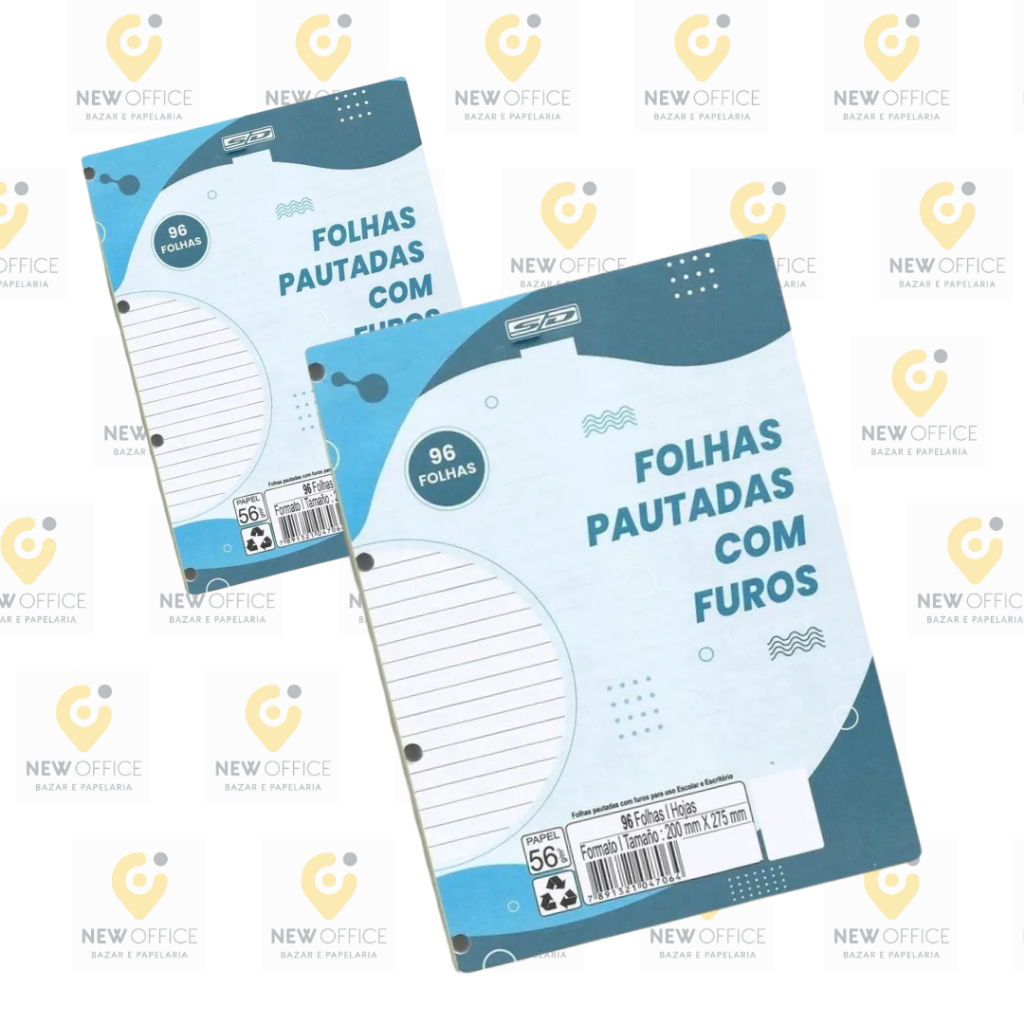 BLOCO DE FOLHAS PAUTADAS SEM ESTAMPAS C/4 FUROS - ANIMATIVA | Shopee Brasil