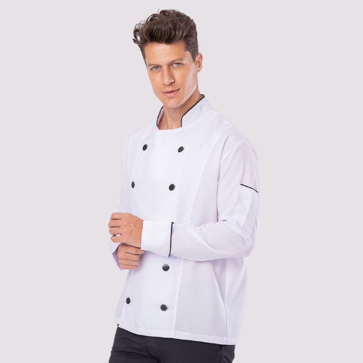 Dolma Uniforme Chef De Cozinha Masculino Manga Longa Hei