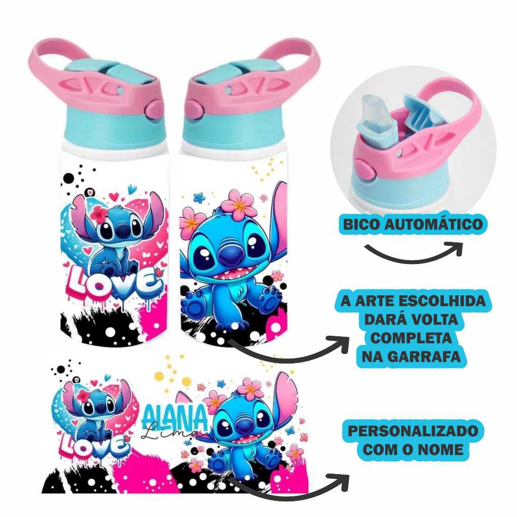 Garrafa Squeeze de Almínio Personalizada com o nome Volta às Aulas Vários Modelos