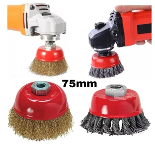 KIT Escova De Aço Copo 75mm M14 Para Lixadeira Esmerilhadeira Barato 100 CEM