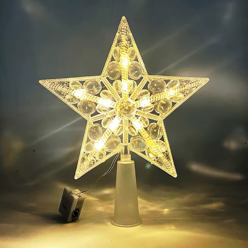 estrela de cinco pontas transparente led brilhante lâmpada, enfeites de árvore de natal para decoração de casa novidade