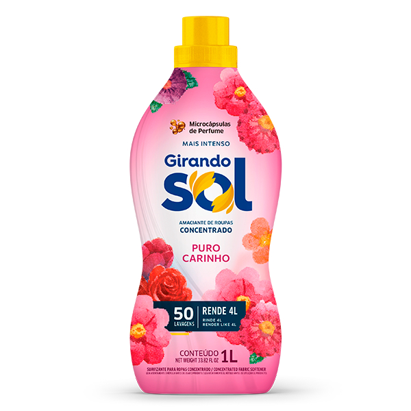 Amaciante Rosa Puro Carinho Girando Sol - 500 ML/1L | Shopee Brasil