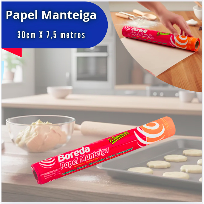 Kit 2 Rolo De Papel Manteiga 30 cm x 7,5 Metros para Assar Forno Air ...