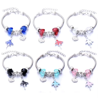 Kit com 6 Pulseiras Berloques Femininas Prata Aço Inox Pingentes Presente Bracelete Atacado Revenda
