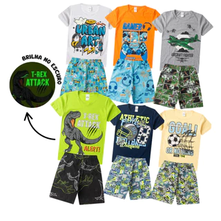 Conjunto Pijama Algodão Verão Juvenil MENINO 10 ao 16 Brilha no Escuro em Oferta na Shopee