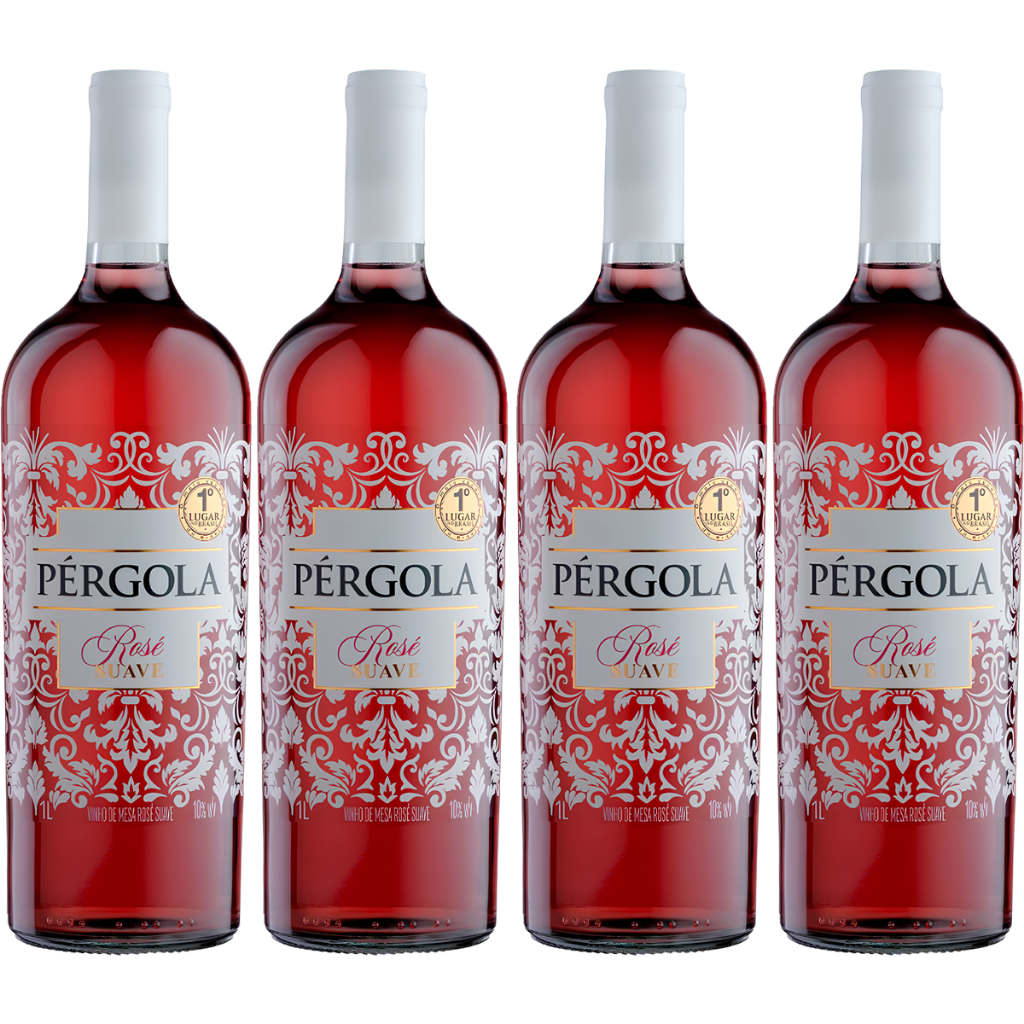 Pérgola Vinho Rose Suave De Mesa Moscato Bordô Garrafa Caixa 4 x 1 Lt