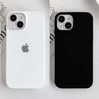 Capinha Silicone Aveludada Premium PRETO BRANCO Para IPhone 13 XR/11/12/13/14/15/16/16 Promax/plus