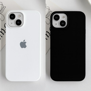 Capa Capinha Silicone Aveludada Premium PRETO BRANCO Para IPhone 13