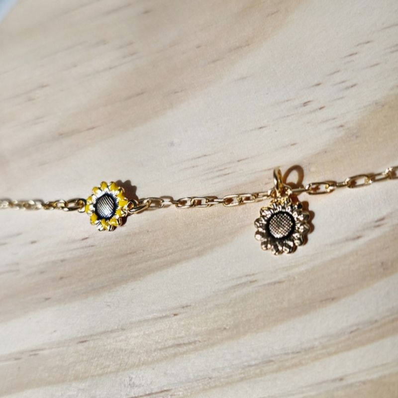 Pulseira de Girassol Folheada a ouro 18k