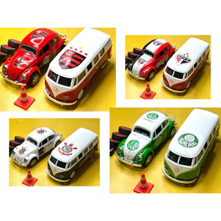 Fusca e Kombi Miniatura Times carrinho metal colecionador brinquedos