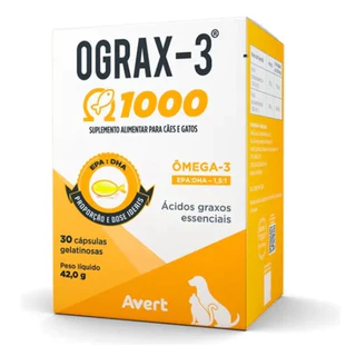 Ograx-3 1000mg 30 Cápsulas Suplemento De Ômega 3 Para Cães E Gatos - Avert