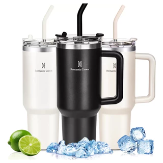 ROMANTIC CROWN Copo Térmico Inox 600ml/1.2L com Tampa Hermética e Canudo Anti Vazamento de Aço Inoxidável em Oferta na Shopee