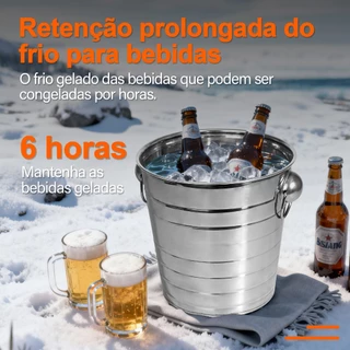 3 Kit Balde De Gelo Inox Balde De Gelo 3/6/9 Litros Ideal Para Resfriar Cervejas Uísque E Champanhe Em Festas