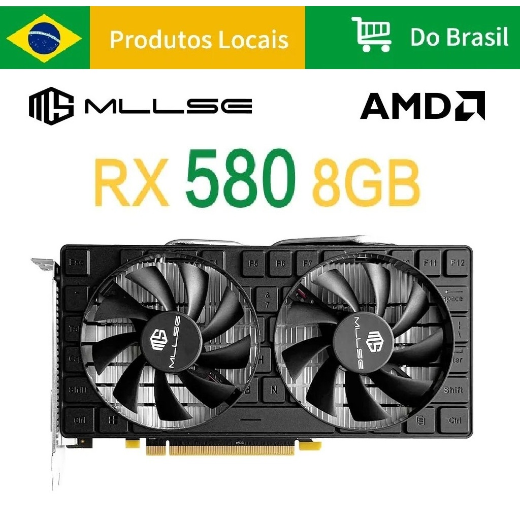 Placa de vídeo RX 580 2048SP 8GB 256 bits MLSSE | Shopee Brasil
