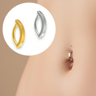 Piercing de Umbigo Meia Argola Lisa Hipoalergênico Aço Cirúrgico Dourado Prata Acessórios Femininos