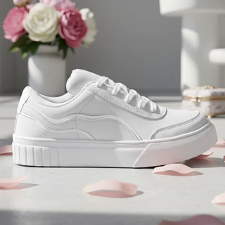 Tenis Branco Feminino Plataforma Confortavel Casual Moda Mulher Tendencia Calce Facil Leve Macio