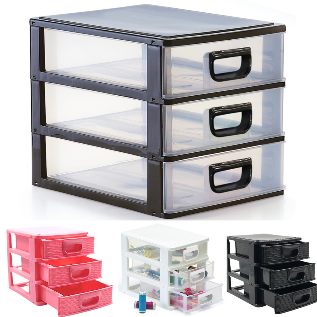 Gaveteiro Organizador de mesa para escritório pequeno 3 gavetas