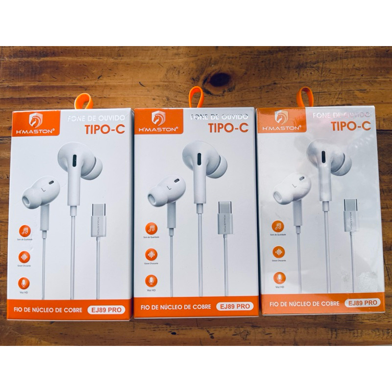 fone de ouvido com fio hmaston tipo c | Shopee Brasil
