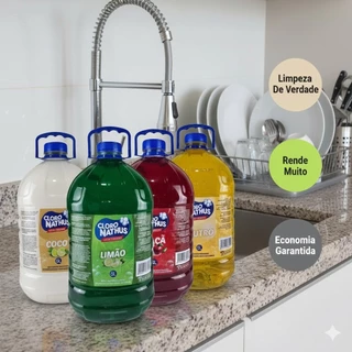 Detergente Lava Louças 5L 💧 Alto Poder De Limpeza | Rende Muito + Brilho Impecável