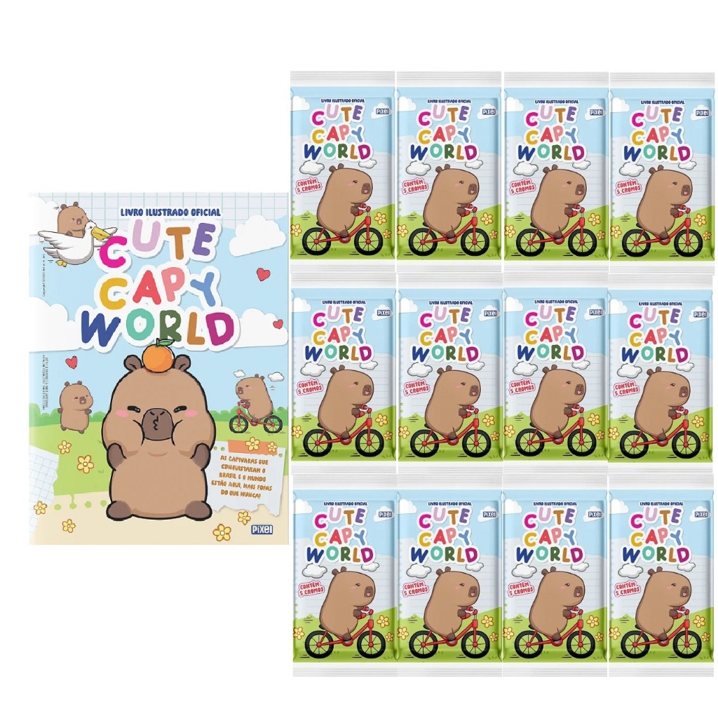 Álbum Oficial Cute Capy World + 50 Figurinhas (10 Envelopes) | Shopee ...