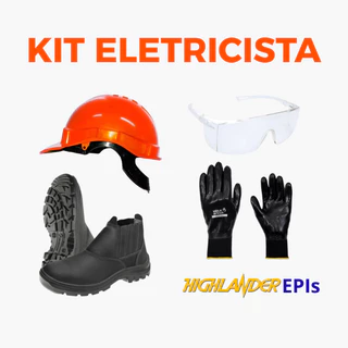 KIT ELETRICISTA COMPLETO PROTEÇÃO - EPIs - BAIXA TENSÃO - SEGURANÇA - ÓCULOS, LUVA, BOTA - COM CA