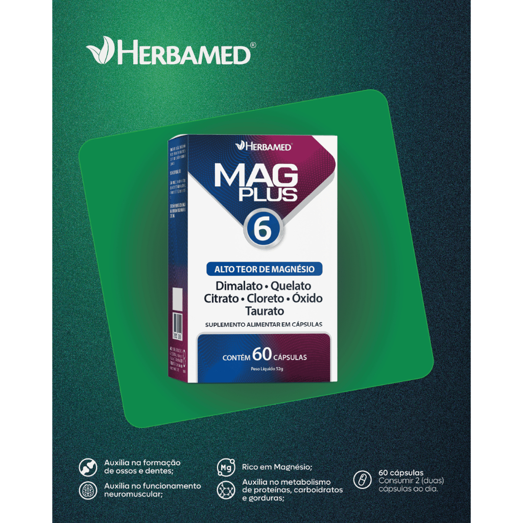 Mag Plus 6 Magnésio Metabolismo Energético Neuromuscular Desempenho ...