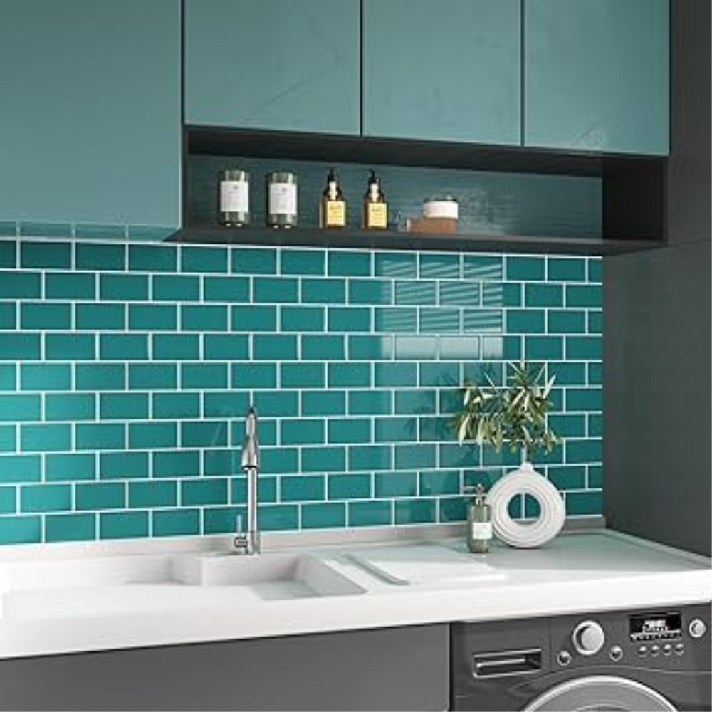 30 placas Pvc Porcelanato Adesivo com Super Brilho Metro White - Lavável - sem emendas - 48cm x 16cm