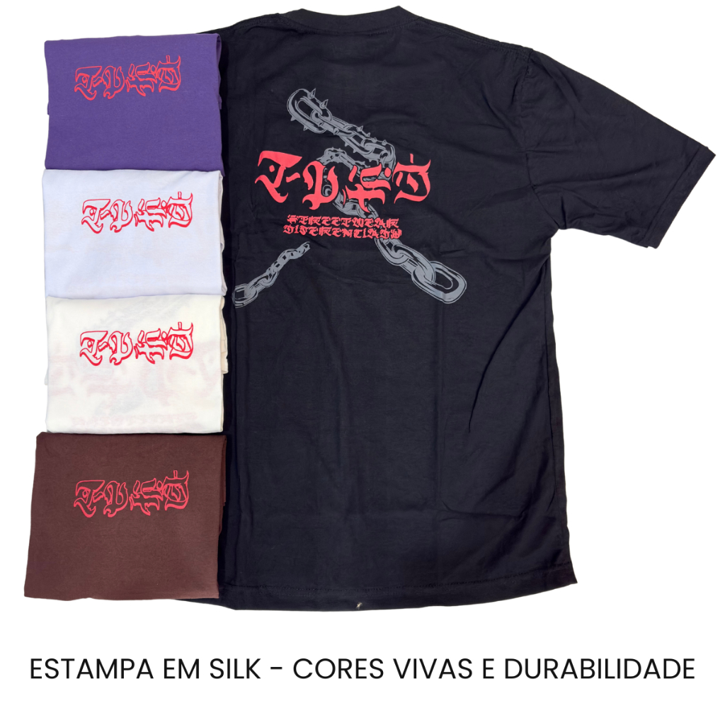Camiseta masculina Streetwear unissex casual TS correntes