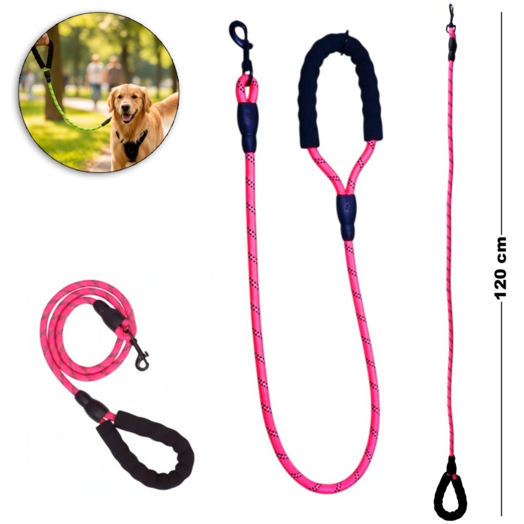 Guia De Passeio Treinamento Reforçada Para Cachorro Com Cabo Acolchoado ...