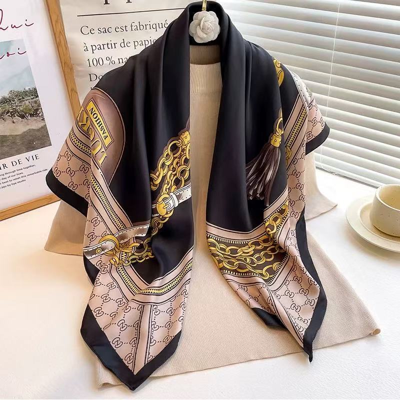 NOVO Lenço Moda Feminino de Cetim 90x90cm DE CORRENTE 10 em 1 Cropped ...